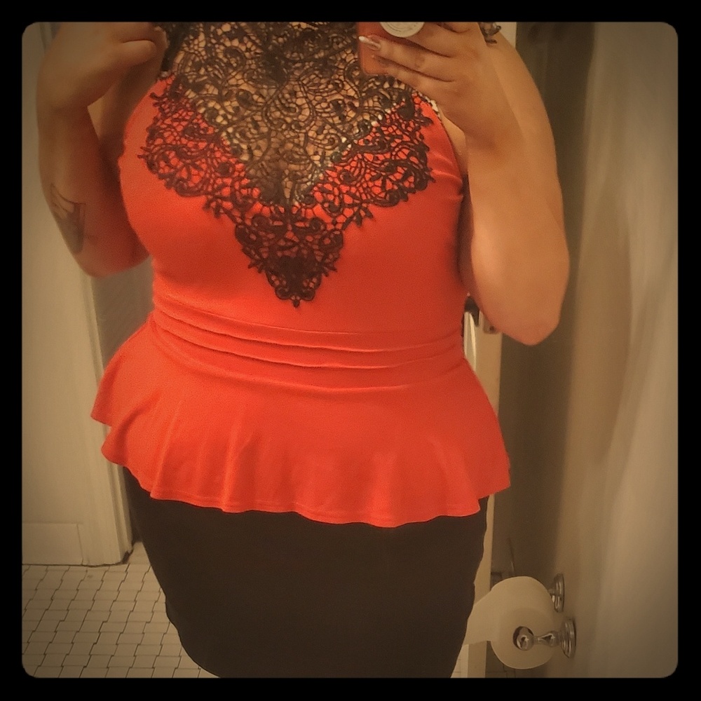 Red Peplum Cocktail Dress